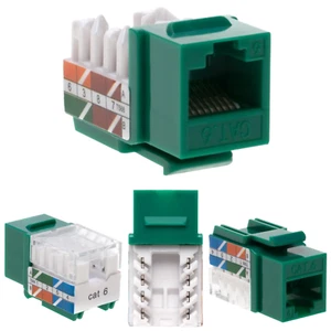 10 pcs Cat6 Punchdown Keystone Jack Green 45 Degree Angle Ethernet Network PACK - Picture 1 of 10