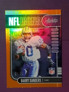 Barry Sanders 2019 Panini Absolute NFL Icons Spectrum Orange/75 #9 - Foto 1 di 11