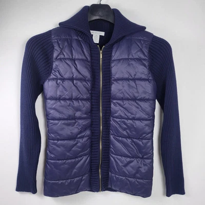 Chaqueta acolchada Liz Claiborne para mujer talla mediana cremallera completa cuello acanalado tejido azul Foto 1 de 4