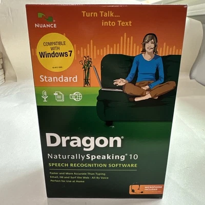 Nuance Dragon Naturally Speaking 10 Speech Recognition Software & Microphone NIB - Image 1 of 4