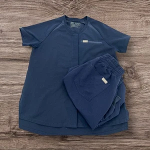 Figs Women Scrub Set Tela Collarless Top & Zamora Joggers Size S Dark Blue - Picture 1 of 12