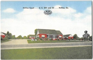 McRae Court, Georgia Roadside Telfair County 1940er Vintage Leinen Postkarte - Bild 1 von 2