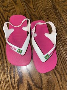 Baby Girl Havaianas Pink White Flip Flop Sandals Size 23/24 NWOT $35 7/8