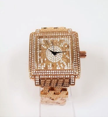 Neuf TECHNOTREND or Rose, Cristaux, Bling Cadran, Bracelet Montre Bande ET-1257 - Photo 1/4