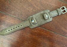 20mm handmade grey brown leather WW1 WW2 military trench watch bund strap band