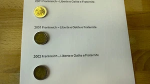 3 Stück 2 Euro Münzen mit dem Motiv: Liberite e Galite e Fraternite - Bild 1 von 8