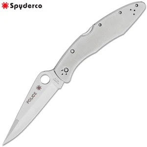 Spyderco Police Stainless Steel Handles VG-10 Satin Plain Edge Blade C07P - Picture 1 of 5