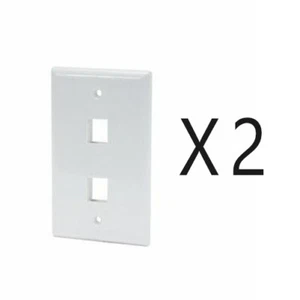 2 Pack Lot - Keystone 2 Hole Port Jack Wall Face Plate Network CAT5e CAT6 White - Picture 1 of 2