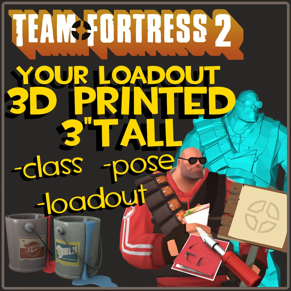 Team Fortress 2 Impresiones 3D Personalizadas Figura Mercancía Válvula NECA Foto 1 de 4