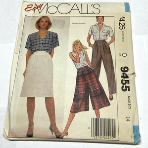McCalls Easy Sewing Pattern 9455 Pants Skirt Culottes-Uncut-Size 14-Vintage 1985 - Picture 1 of 4