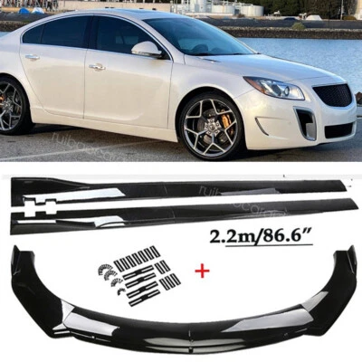 For Buick Regal GS Front Bumper Lip Side Skirts Diffuser Body Kit Glossy Black - Image 1 of 4