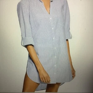 Talbots Women's Miraclesuit Blue and White Seersucker CoverUp Sz 1X NWT - Picture 1 of 6