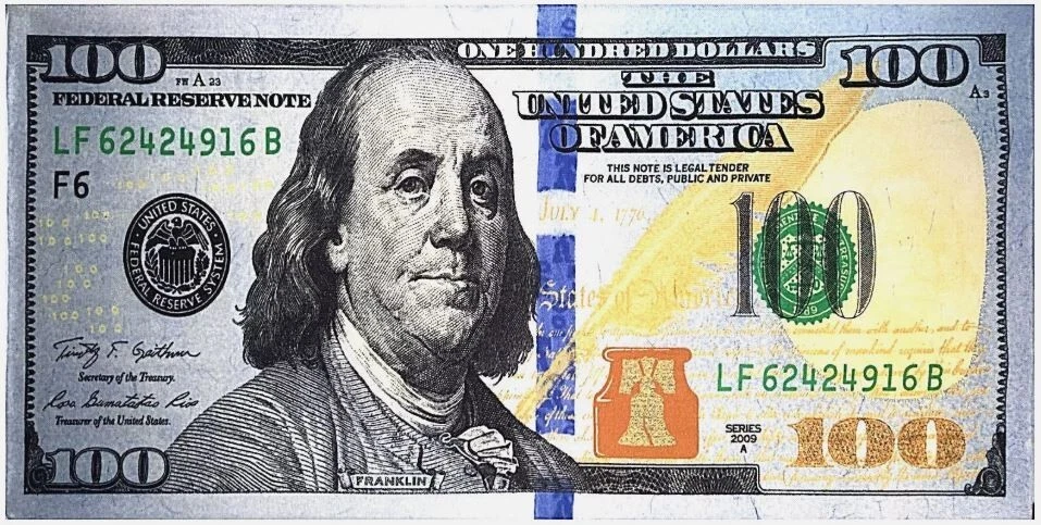 Toalla de playa 100 % algodón billete de 100 dólares 30"x60" hecha en Brasil Foto 1 de 1