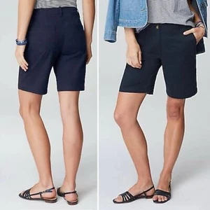 J. Jill Navy Blue Trapunto-Stitched Chino Bermuda Shorts Women’s Size 12 NEW NWT - Picture 1 of 11