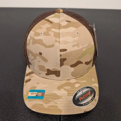 Gorra de béisbol Flexfit Trucker malla sombrero en blanco ajuste flexible 6511 camuflaje marrón árido NUEVO Foto 1 de 4