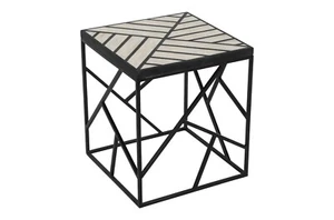 IRON BONE INLAY TOP SIDE TABLE - Picture 1 of 5