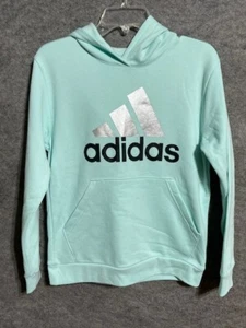 Adidas Hoodie Kids L 14 Regular Fit Cotton Blend Pullover Sweatshirt Green - Picture 1 of 9