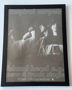 Vintage Inspiral Carpets 1990 Island Head EP Framed Original Ad Poster 9x12 - Picture 1 of 6