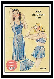 Juego de lencería de la década de 1940 patrón de costura busto 34 - copia - Imagen 1 de 1