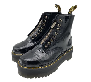 Dr. Martens Sinclair Women’s Black Distressed Patent Leather Boots Size 6 US - Picture 1 of 9