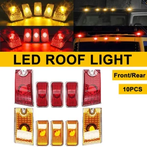 10X Amber/Red Roof Cab Marker Lights for 03-09 Hummer H2 SUV SUT w/LED Bulbs - Picture 1 of 11