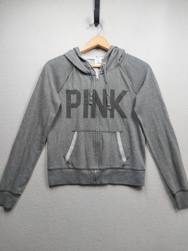 UNDERCOVER Victoria Secret Pink Hoodie Womens Small Gray Full ZIp Hooded Sweatshirt Jacket