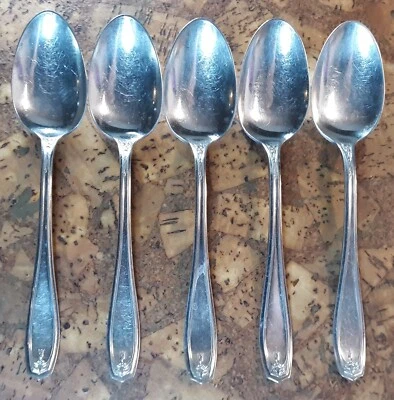 Antique 1881 Rogers A1 CHIPPENDALE Silverplate 7" Spoon - Lot Of 5 - Image 1 of 3