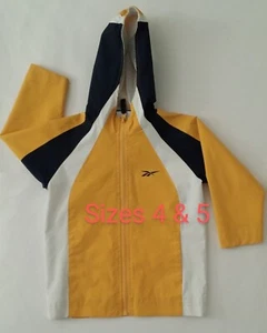 Reebok Raincoat Hoodie Hooded Vinyl LOGO Jacket Lined Child Kid Size 4 and 5 - Picture 1 of 6