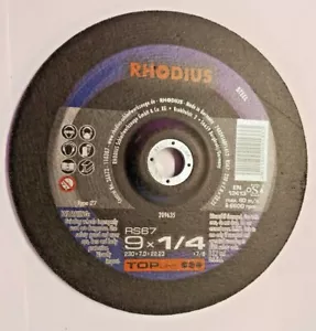 RHODIUS RS67 209635 T27 Grinding Wheels 10 pcs (Steel) 9 x 1/4 x 7/8 1R-1247 - Picture 1 of 3