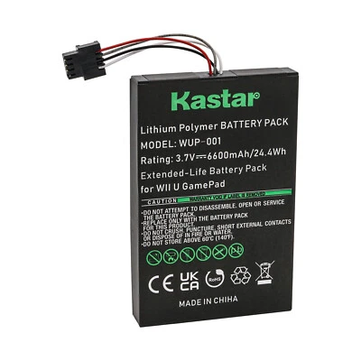Batería Kastar 3.7V 6600mAh para Nintendo Wii U GamePad WUP-003 WUP003 Foto 1 de 2