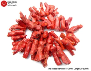 30-50mm Branch Natural Genuine Red Coral for Jewelry Making DIY Strands 15" - Picture 1 of 9