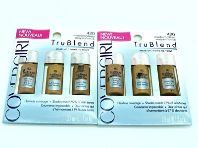 Lot Of 2 CoverGirl Travel Sample TruBlend Foundation #420 Medium/Deep - Image 1 of 2