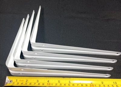 4 SHELF BRACKETS WHITE 8X10" NEW - Image 1 of 2