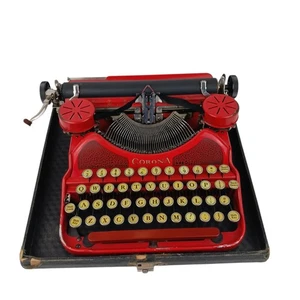 Vtg 1927 Corona Four Portable Typewriter Mountain Ash Scarlet With Case Working  - Picture 1 of 24