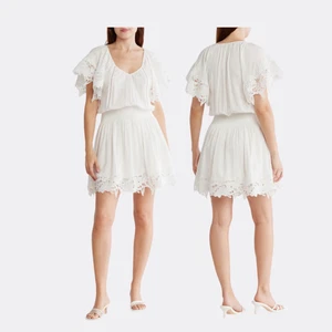 Ramy Brook Jacy Spitzenbesatz Kleid neu mit Etikett Damen M Kurzarm V-Ausschnitt gesmokt $ 465 - Bild 1 von 7