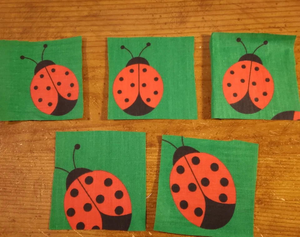 3 X 3 fabric quilt squares Lady Bug 278526 - Image 1 of 1