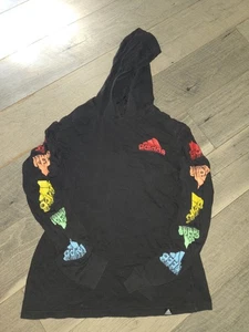 Adidas Long Sleeve Shirt Black Rainbow Hoodie Lightweight Pullover Kids Size XL - Picture 1 of 2