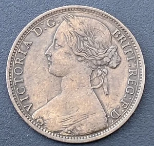 1864 Victoria Penny guter guter Zustand, niedrigere Auflage viktorianisches Münzlot E77 - Bild 1 von 2