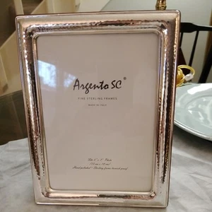 Argento SC 925/1000 Fine Sterling Silver 5 x 7 Handmade Picture Frame Italy - Picture 1 of 14