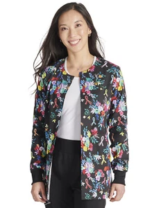 Hopeful Bouquets Cherokee Scrubs Awareness Snap Front Warm Up Jacket CK301 HPBQ - Picture 1 of 6