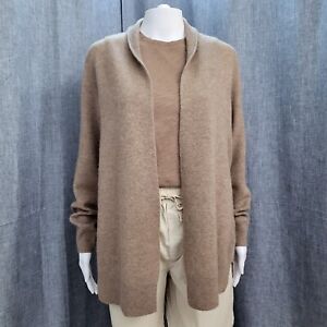 Saks Fifth Avenue 100% Cashmere Open Front Shawl Cardigan Tan Size Small NWOT