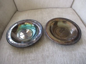 (2) Vintage International Silver Company 7.5" Rope Edge Round Bowls, Inscribed - Picture 1 of 14