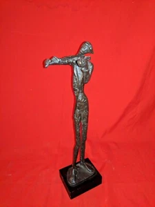 Vintage Brass Violin Player Standing Statuette - Picture 1 of 5