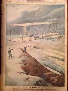 First Flight Of A New Airplane At Kitty Hawk North Carolina Woodcut 1904 - Picture 1 of 1
