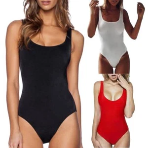 Womens Elastic High Cut Low Back One Piece Bikini Swimwear Beach Bathing Pool UK - Picture 1 of 7