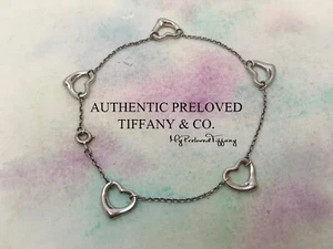 Authentic Tiffany & Co. Elsa Peretti 11mm 5 Open Heart Platinum Bracelet 7.5” - Picture 1 of 7