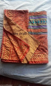 Indian Handmade Quilt Vintage Kantha Bedspread Throw Cotton Blanket Gudri Queen - Picture 1 of 4