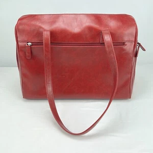 BUXTON Red Purse Faux Leather Shoulder Bag 17" Clean Lined PVC - Picture 1 of 17