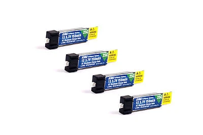 Pack of 4 150mah 1s 3.7v 25c Lipo Battery for E-Flite Hobbyzone Sport Cub S - Image 1 of 4