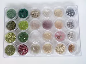 Lot of 24 Jewelry Making Findings Mixed Supplies Beads Sequins Bugle - Picture 1 of 1